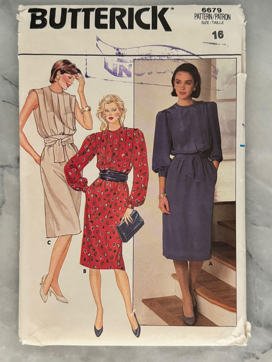 1986 Butterick 6679 Sewing Pattern - Misses' Dress (size 16) - Vintage ...