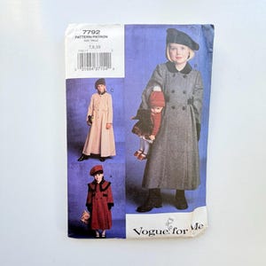 2003 Vogue 7792 Sewing Pattern – Children’s/Girls’ Coat and Hat (Sizes 7–10) – Uncut and Factory Folded