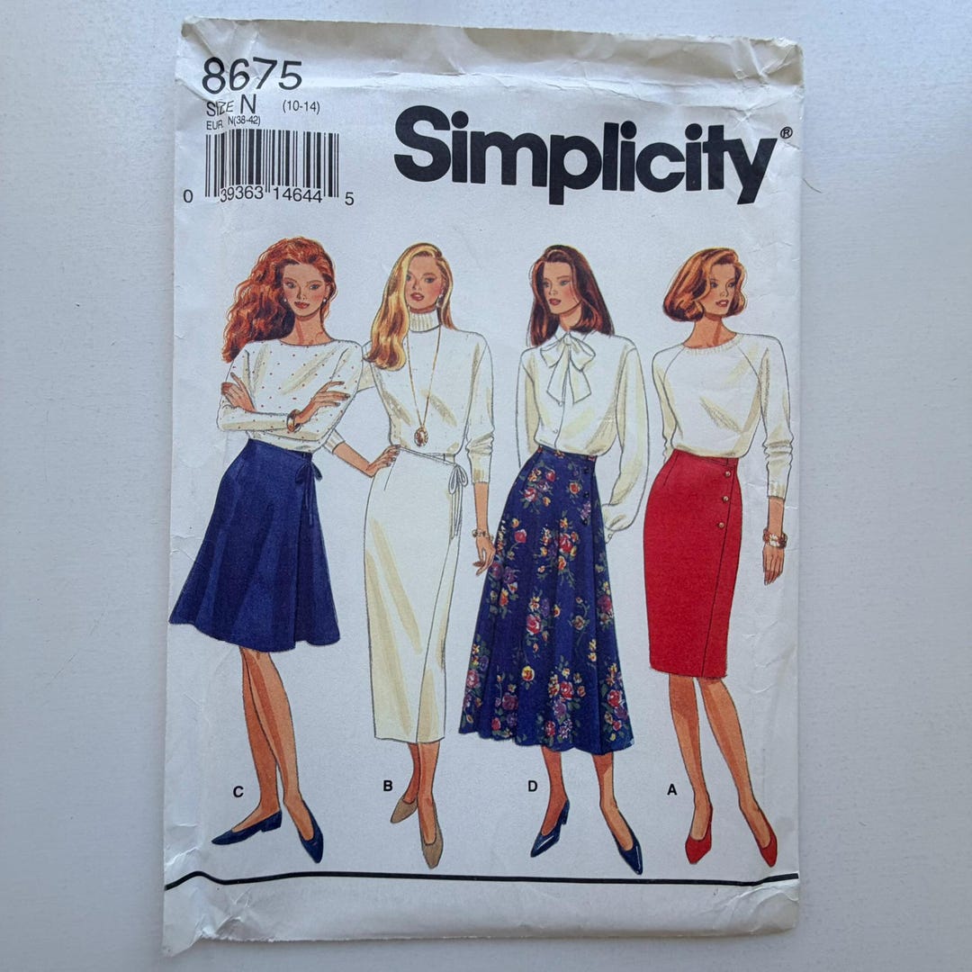 1993 Simplicity 8675 Sewing Pattern – Misses Wrap Skirts (sizes 10–14 ...