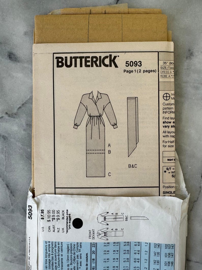 1989 Butterick 5093 Sewing Pattern – Bonnie Heller Designer Dress With ...