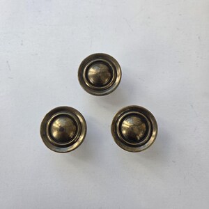 1970s Taiwan Brass Tone Round Cabinet Knobs Set of 3 – 3.5 cm (1.4 in) – Made in Taiwan