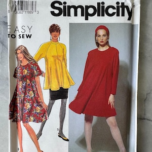 1994 Vintage Simplicity 7572 - Mönster för fröknars klänning, tunika och kjol - Storlek NN (10-12-14-16) - Oklippt och fabriksvikt