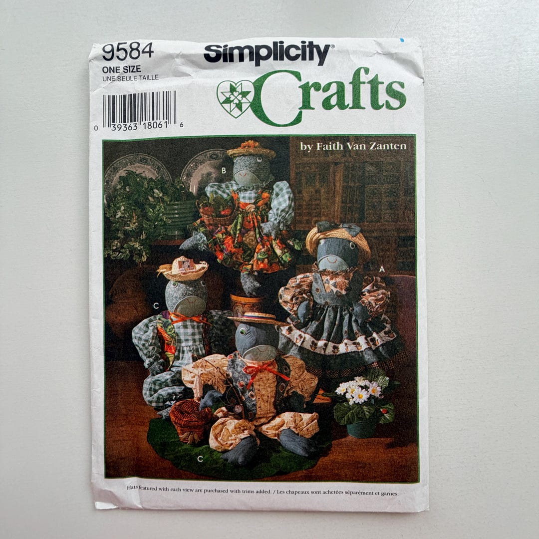 1995 Simplicity 9584 Sewing Pattern – Craft Frog Dolls and Outfits ...