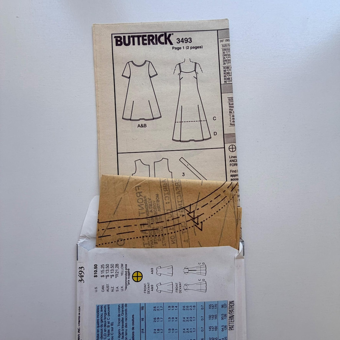 Iha Rookie F Pattern 1994 Butterick 3493 Sewing Pattern – Misses’ Loose-fitting Dress (sizes ...