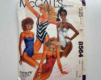 1983 McCall’s 8564 Sewing Pattern – Misses Bathing Suits (Sizes 8–10–12) – Uncut and Factory Folded