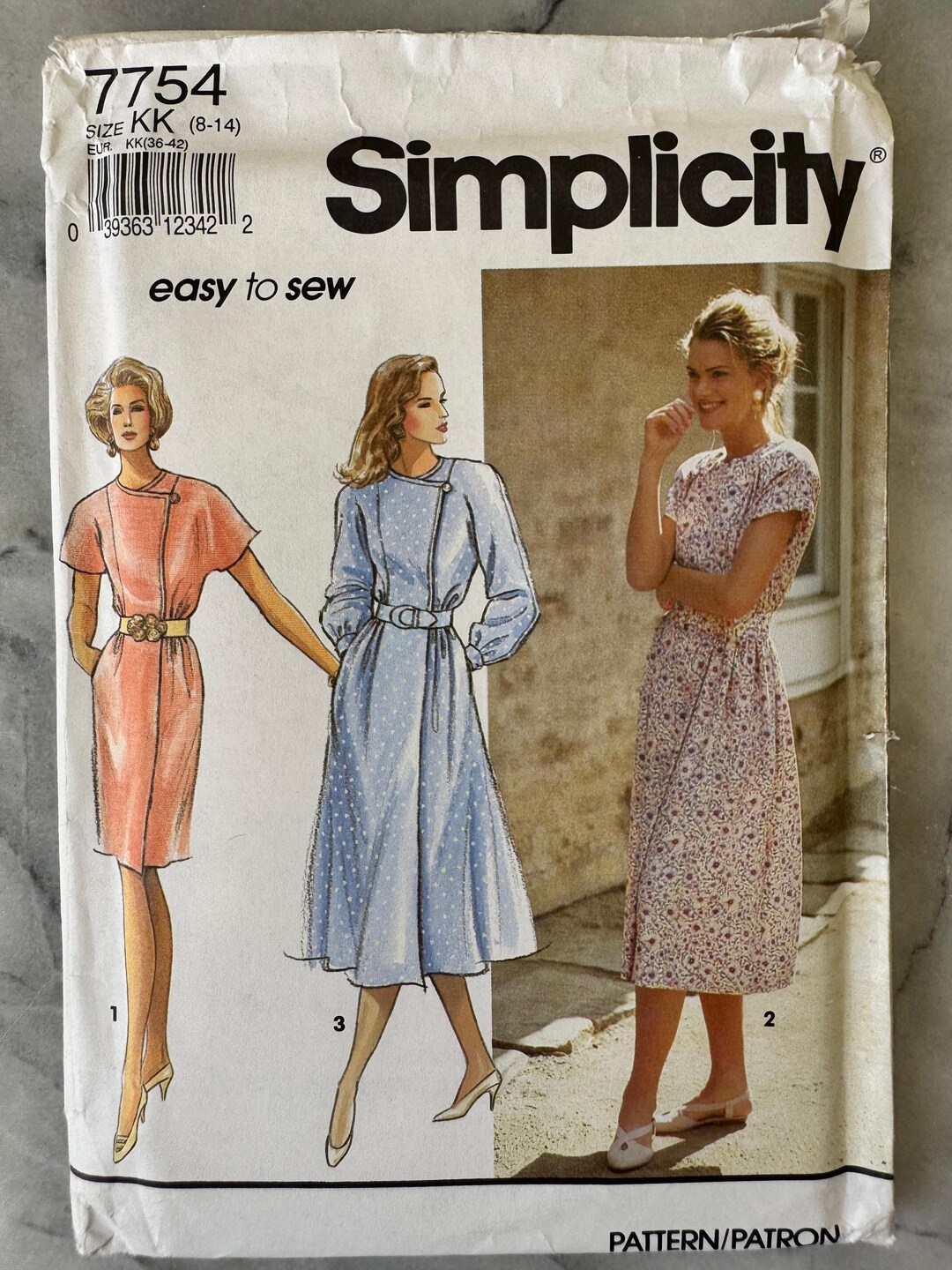 1986 Simplicity 7754 Sewing Pattern – Easy Pullover Dress With Belt ...