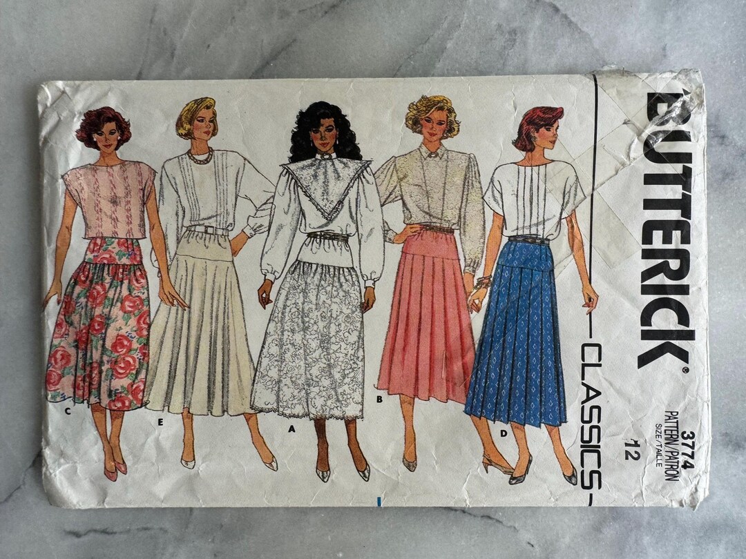 1986 Butterick 3774 Sewing Pattern - Vintage Misses’ Skirt in Five ...
