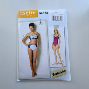 2016 Butterick Lisette B6358 Schnittmuster – Damen Badeanzug (Grössen 12–20) – Unbeschnitten und mit Falten gelegt