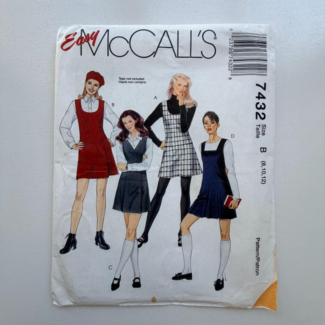 1994 Mccall’s 7432 Sewing Pattern – Misses Jumper Dress (sizes 8–10–12 ...