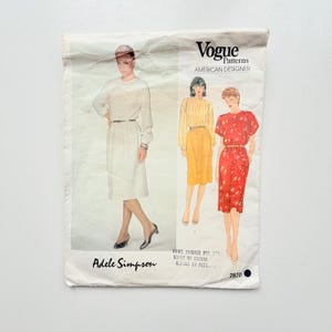 1987 Vogue 2870 Sewing Pattern – Adele Simpson Dress (Size 12) – Cut and Complete