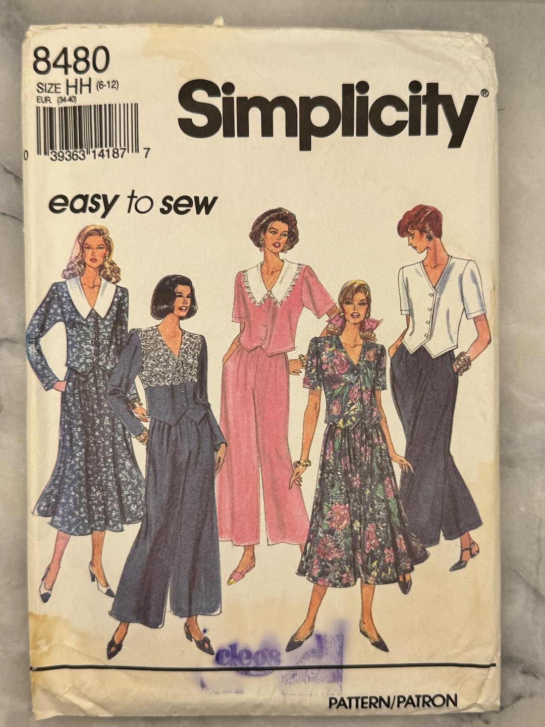 1993 Simplicity 8480 Sewing Pattern - Misses’ Pullover Tops, Skirt and ...