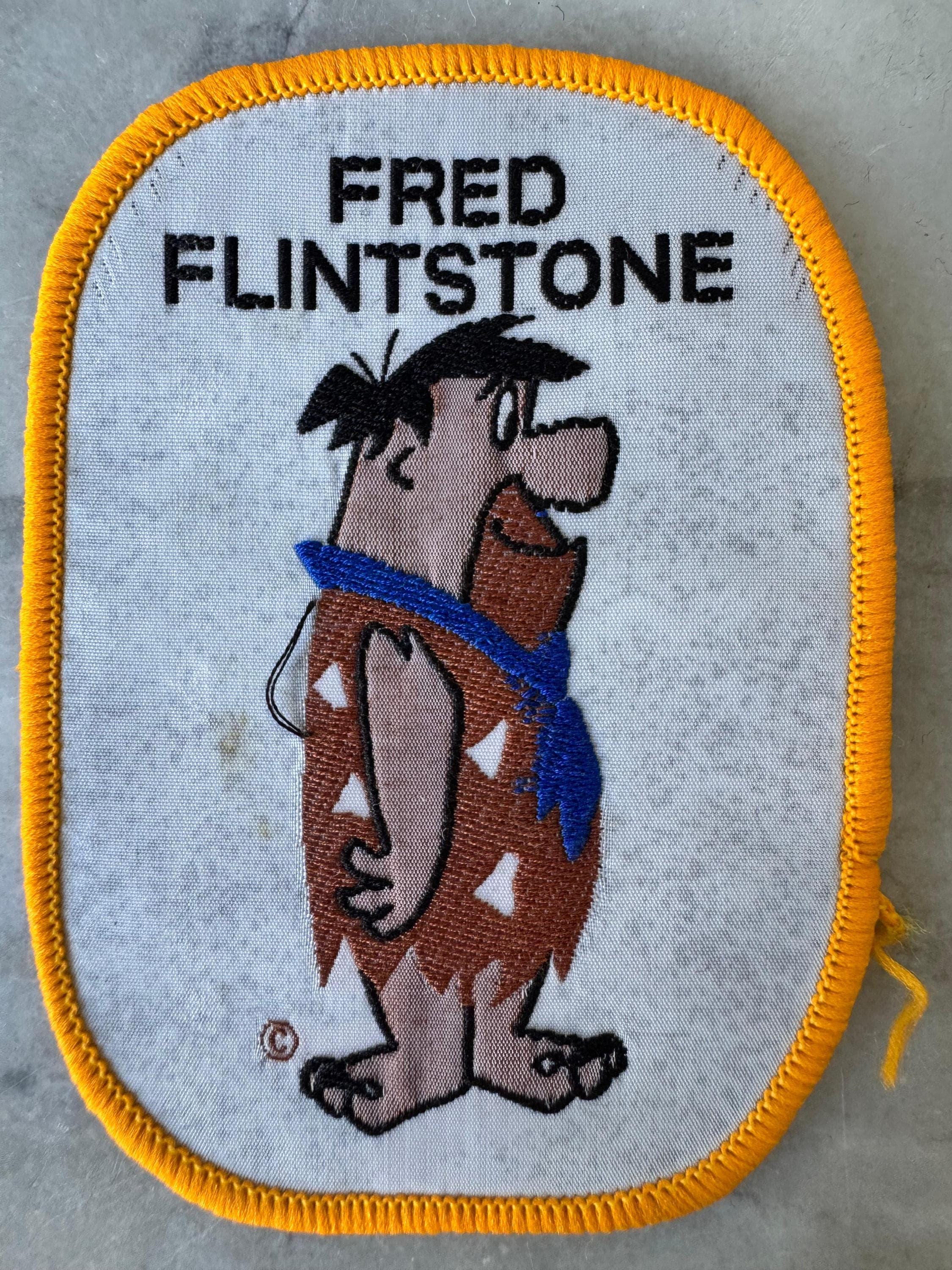1980s Fred Flintstone Cartoon Patch – Oval Fabric Design With Yellow ...