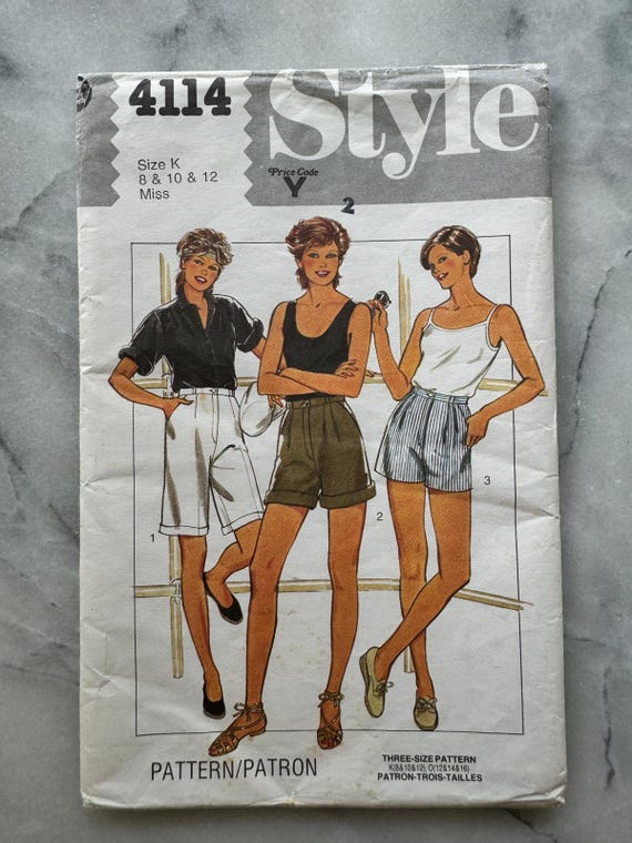 1985 Style 4114 Sewing Pattern - Misses' Shorts in Three Lengths (Sizes 8, 10 & 12) - Vintage Summer Wardrobe - CUT, CHECKED and COMPLETE