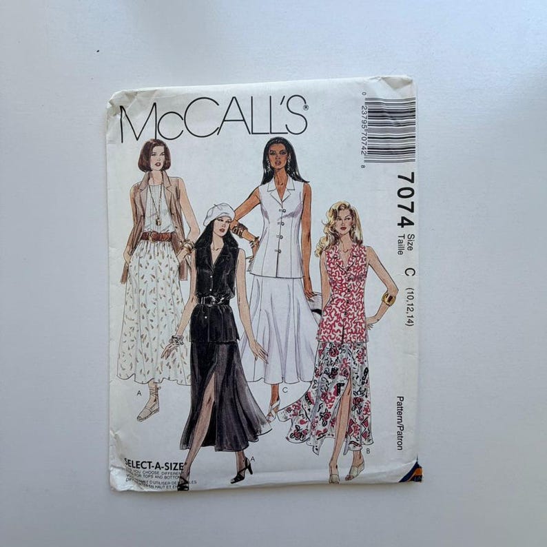 1994 Mccall’s 7074 Sewing Pattern – Misses’ Top and Skirt (sizes 10–12 ...