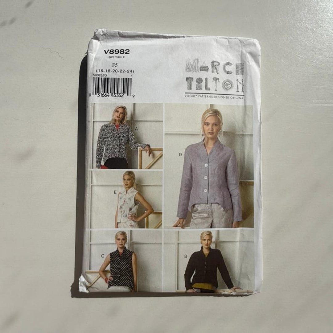 V8982 Pattern 2014 Vogue V8982 Sewing Pattern – Marcy Tilton Misses Jacket and Vest ...