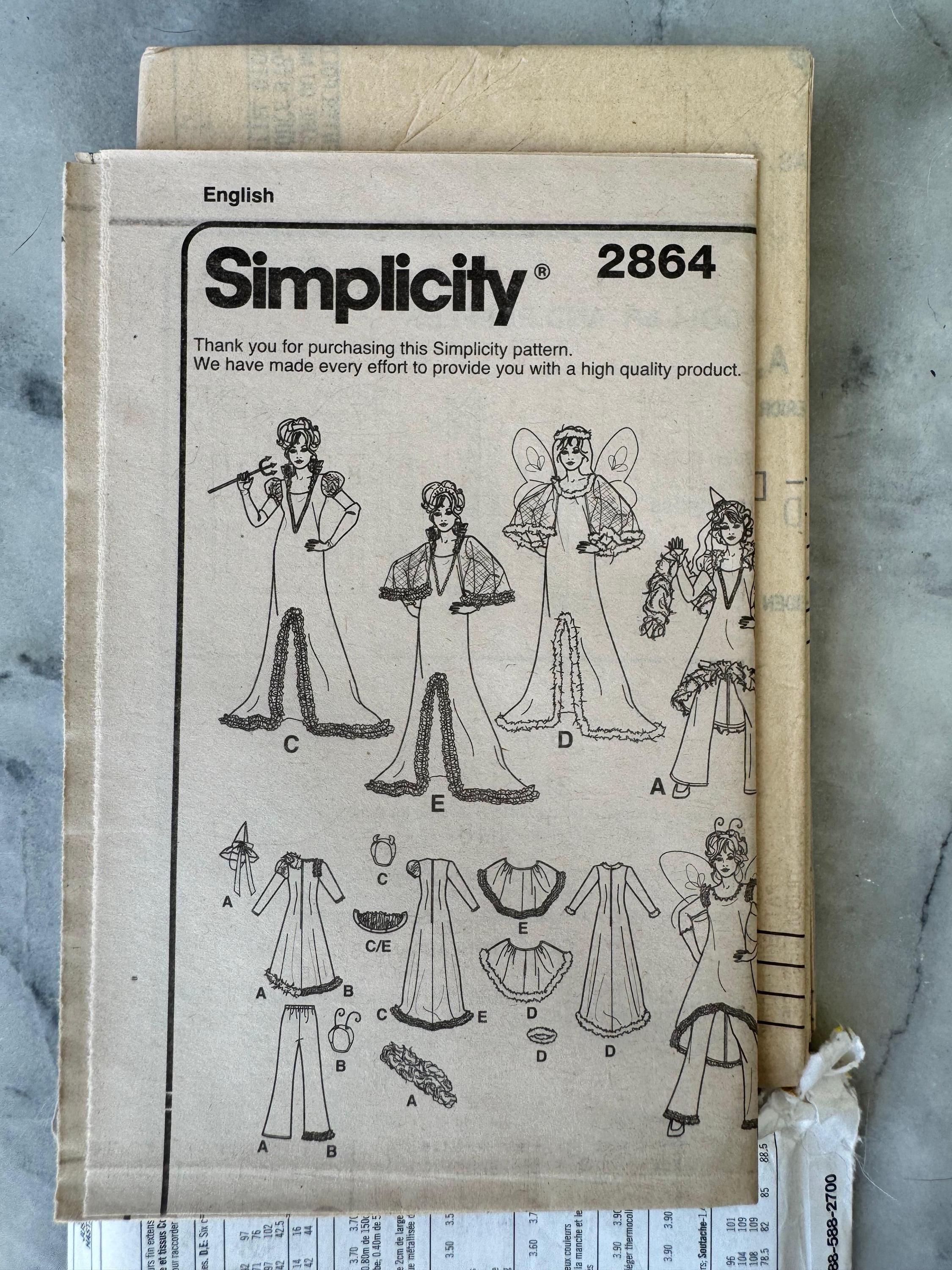 2000 Simplicity 2864 Sewing Pattern – Misses' Angel, Fairy, Devil ...