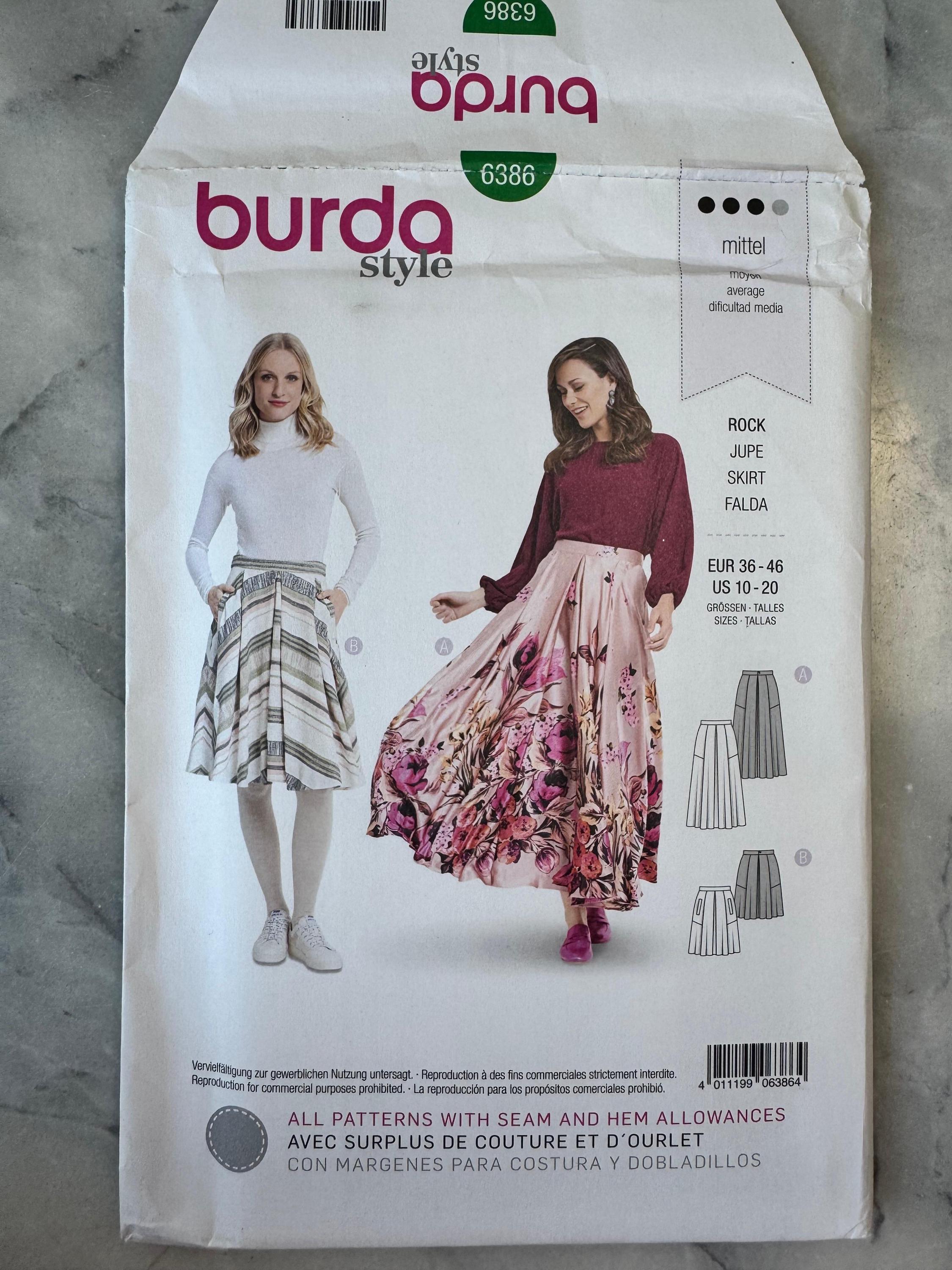 2010s Burda 6386 Sewing Pattern – Women's Skirts in Two Styles – Size ...