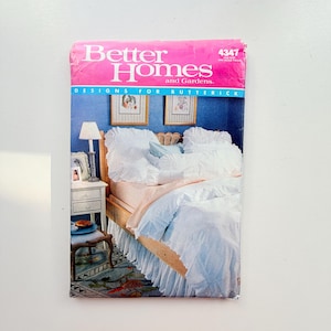 1989 Butterick 4347 Sewing Pattern - White Bedroom Bedding and Window Treatments (One Size) - Uncut and Factory Folded