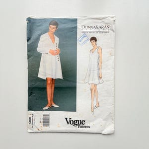 1994 Vogue 1368 Schnittmuster - Donna Karan Mantel & Kleid (Größen 6-8-10) - Cut and Komplette