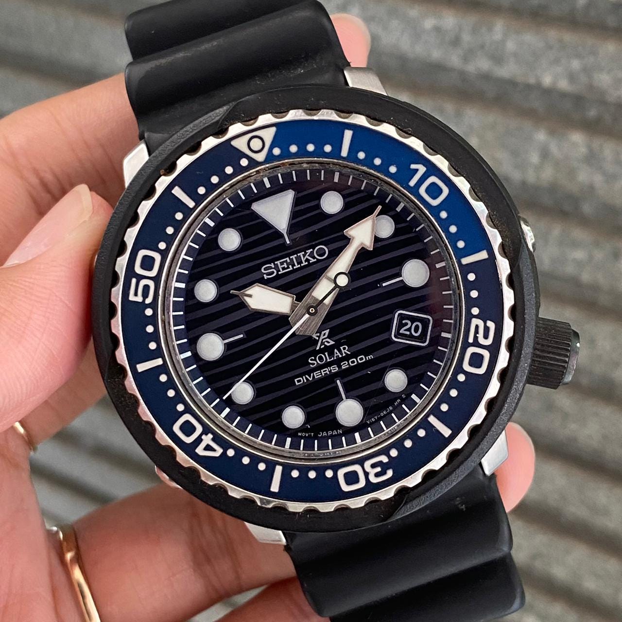 Seiko Solar Seiko Dark Blue Dial Diver Seiko Solar