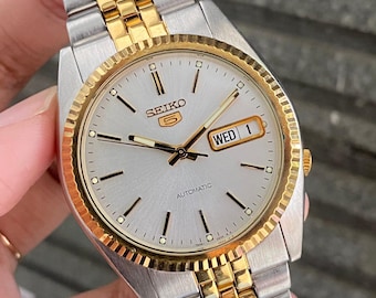 Rare Original SEIKO SNXJ90 Automatic 7S26-3110 White Dial DayDate 1990s Watch Men Vintage