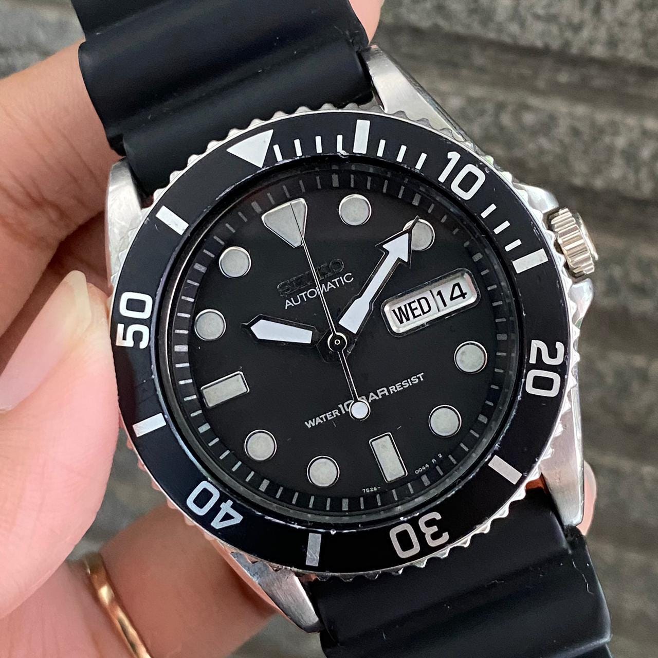 RARE SEIKO Diver Automatic 7S26-0040 Black Dial Rubber Watch Men