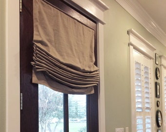 Entspannte Roman Shade Fensterbehandlung | Nach Maß in Robert Allen Leinen Slub Jute | Designer Qualität