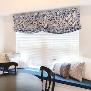Faux Relaxed Roman Shade Window Treatment | Double Scoop | Larger windows  | Designer Quality