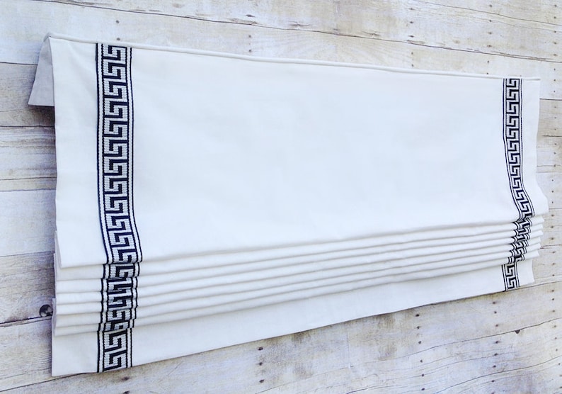 Custom Inset Trim Greek Key Flat Roman Shade Window Etsy UK