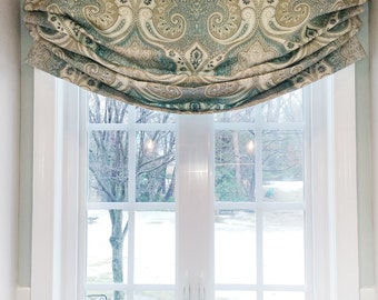 Faux Relax Roman Shade Valance Custom Window Treatment |  Relaxed Style  | Designer Quality