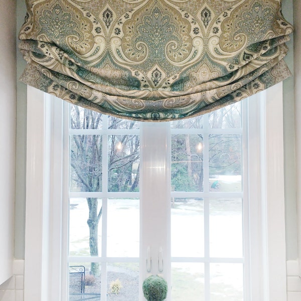 Faux Relax Roman Shade Valance Custom Window Treatment |  Relaxed Style  | Designer Quality