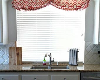 Faux Relaxed Roman Shade Valance | Double scoop |Custom Window Treatment |  Designer Quality
