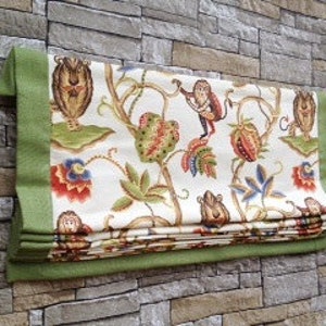 Flat  Roman Shade Window Treatment |  Custom Made With Banding