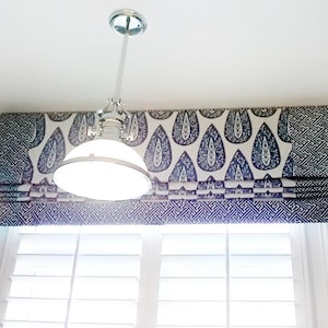 Faux Flat Roman Shade Window Treatment | Custom Made Lacefield Fabric Banding | Designer Quality