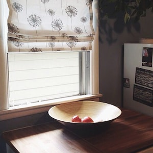 Custom Flat Roman Shade Window Treatment | Modern Dandelion Fabric | Designer Quality