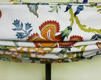 Schumacher Hot House Flowers Fabric | Relaxed Roman Shade Window Treatment | Designer Quality