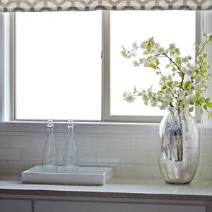 Flat Roman Shade Window Treatment  Custom Made in Geometric Fabric | Designer Quality