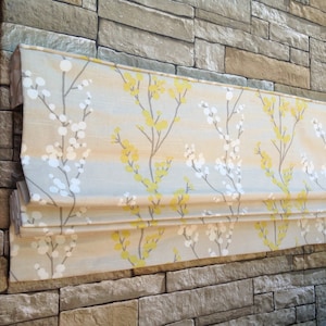 Flat Roman Shade Window Treatment | Modern Floral Fabric | Custom Designer Quality