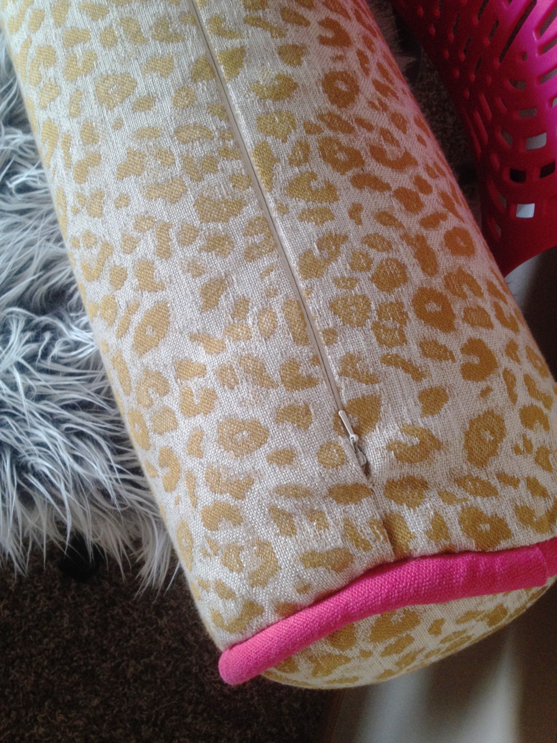 8 x 30 Large Bolster Pillow in Glam Cheetah Fabric with Etsy