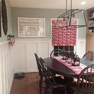 Flat Roman Shade Window Treatment | Red Ikat Fabric | Designer Quality