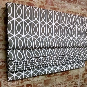 Flat Roman Shade Window Treatment | Dwell Studio Geometric Fabric | Designer Quality