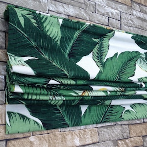 Flat Roman Shade Window Treatment | Custom Made Tommy Bahama Swaying Palms | Designer Quality