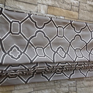 Custom Roman Shade Window Treatment in Geometric Print | Designer Quality