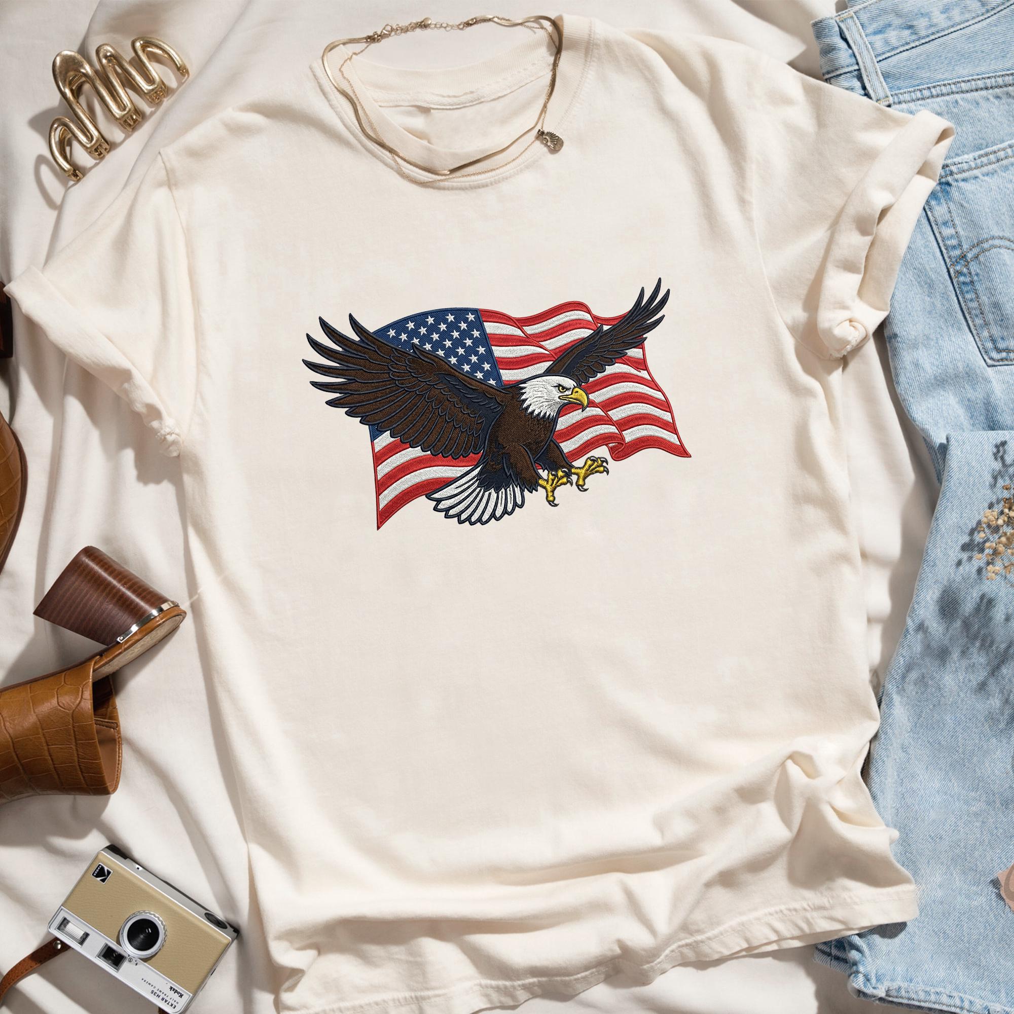 American Eagle Flag Embroidery Design, Patriotic Bald Eagle Machine ...