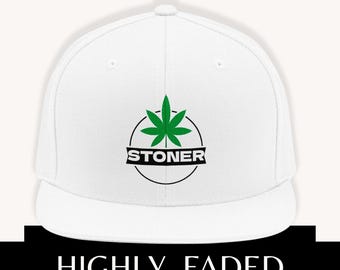 Classic Stoner Snapback Hat | Embroidered Leaf Flat Bill Cap, Unisex Streetwear