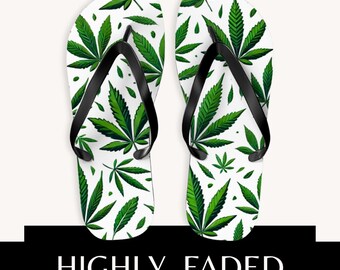 High Tide Flip-flops | Sandaler med cannabisblad | Strandsandaler med marijuanamönster | 420 Sommarskor | Flip-flops med marijuana | Badtofflor vid poolen