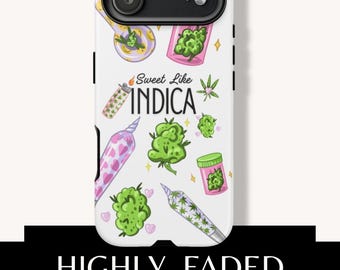 Mobilskal med sött och indica-motiv | Sött och estetiskt flickaktigt marijuana-skal för iPhone, Samsung och Google Pixel | Rosa Stoner Girl 420-mobilskal