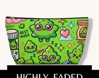 Kawaii Kush Grön Necessär | Accessoarväska | Sminkväska | Kawaii Stoner Necessär | Söt 420 Reseorganisatör | Accessoarväska