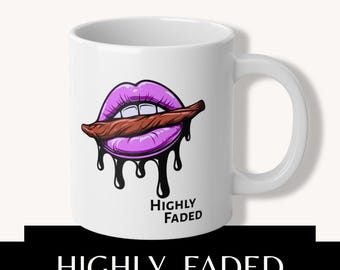 Highly Faded Lips Blunt Ceramic Mug | 20oz Stoner Girl Coffee Cup