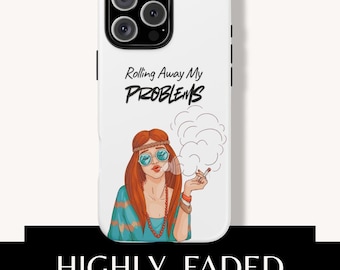 Stoner Girl-telefonskal | Rolling Away Problems Retro-skal (iPhone, Samsung, Pixel)